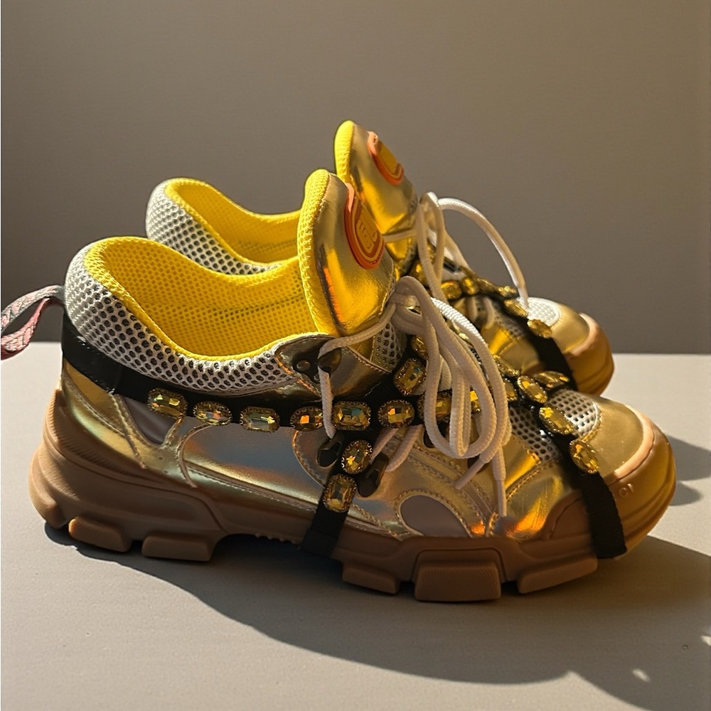 Gucci Gold and Yellow Women's Sneakers